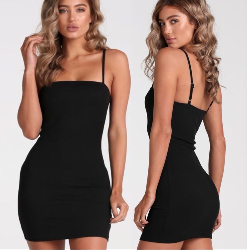 🚨—SOLD OUT—🚨 Lola Black Thin Strap Fitted Mini Dress